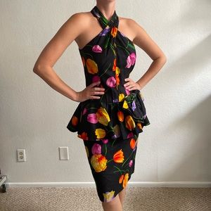 90’s Lillie Rubin Cotton Peplum dress